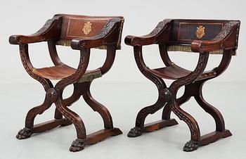 KARMSTOLAR, ett par, renässanstil, 1900-talets början.
