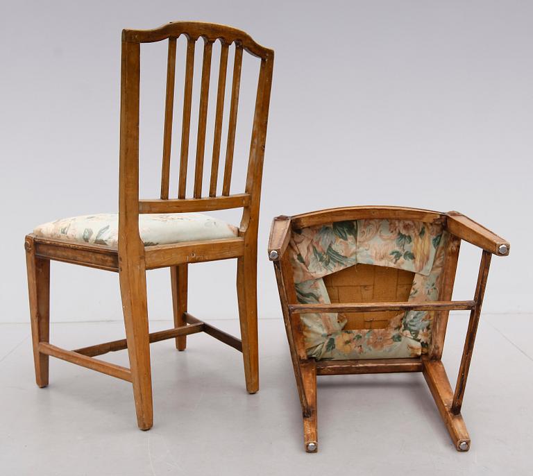 STOLAR, 1 par, en märkt IEH, Johan Erik Höglander, Stolmakare i Stockholm (1750-1813).