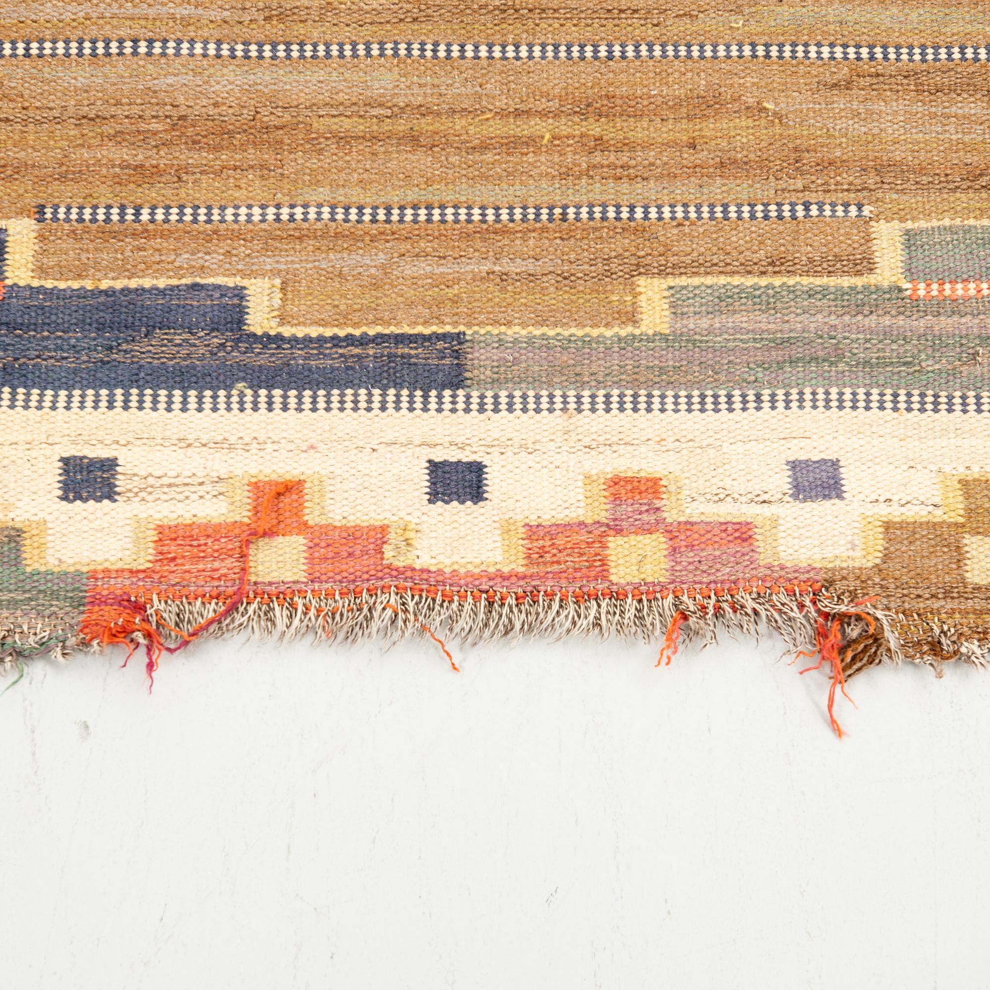 Märta Måås-Fjetterström, rug, "Blue Heath", flat weave, approx. 242 x 151 cm, signed AB MMF.