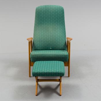 A 1960s Alf Svensson "Contour" armchair and stool.