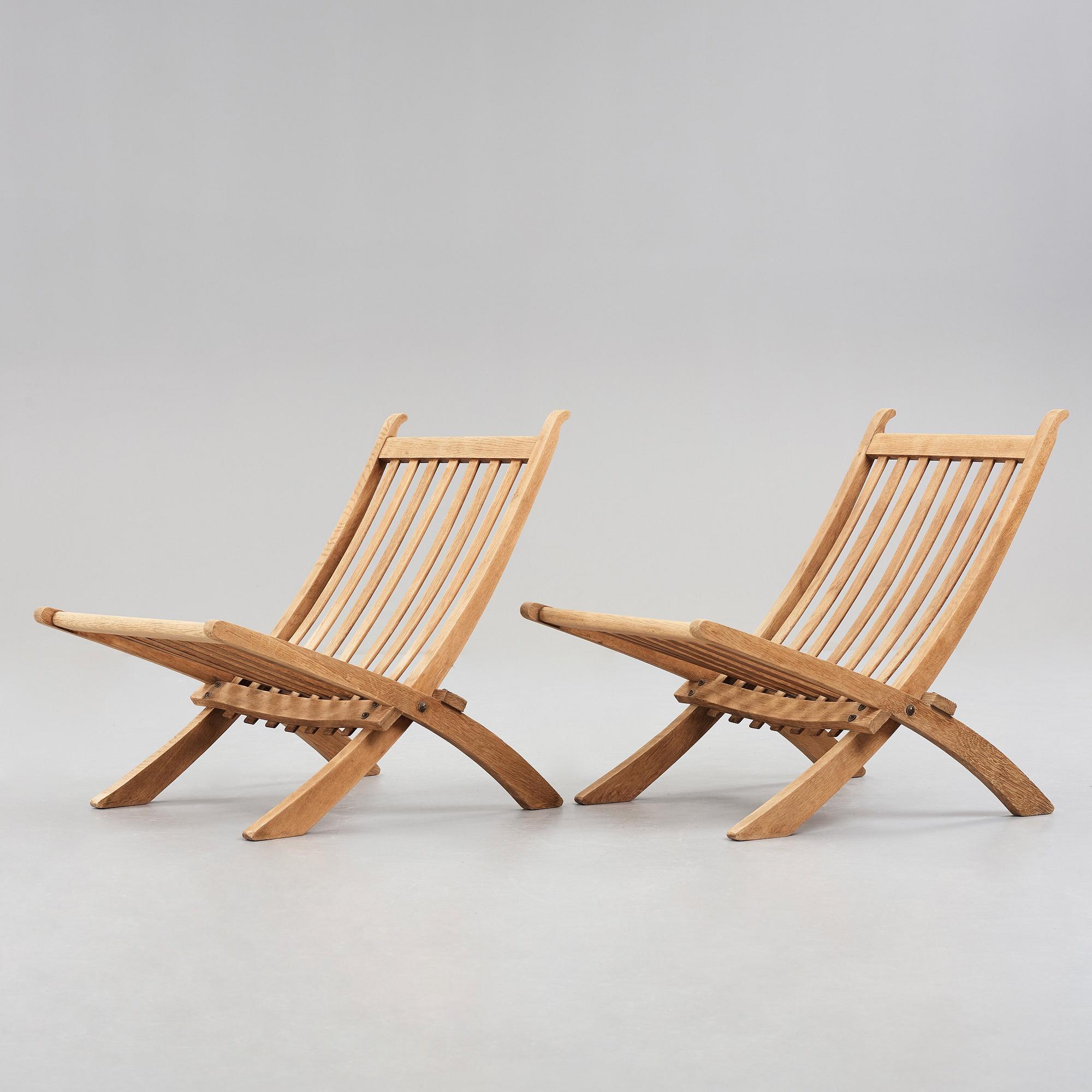 HANS J WEGNER, a pair of folding chairs for Johannes Hansen, Denmark 1960's.