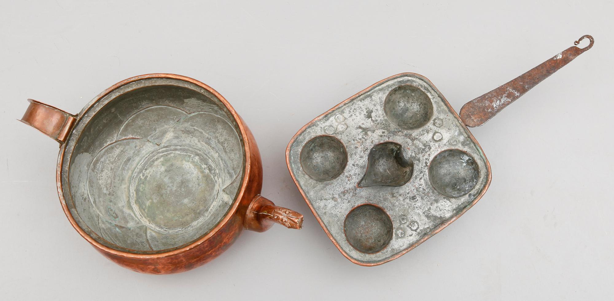 MUNKPANNA SAMT KANNA, koppar,1800-tal.