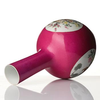 A pink ground Chinese famille rose vase, 20th century.
