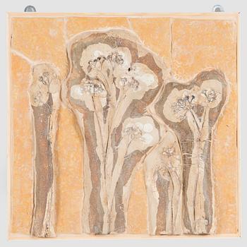 Francesca Mascitti-Lindh, a stoneware relief 'Le piante', signed FML.
