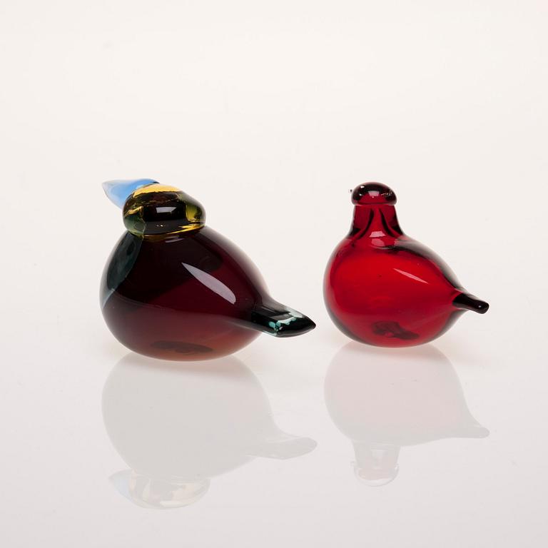 FIGURINER, 2 st, glas, signerad O. Toikka, Nuutajärvi.