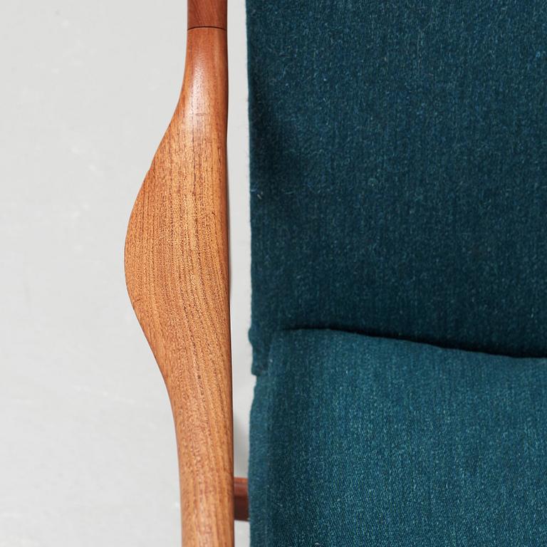 A Finn Juhl 'NV-45' teak easy chair, by cabinetmaker Niels Vodder, Denmark 1950's.