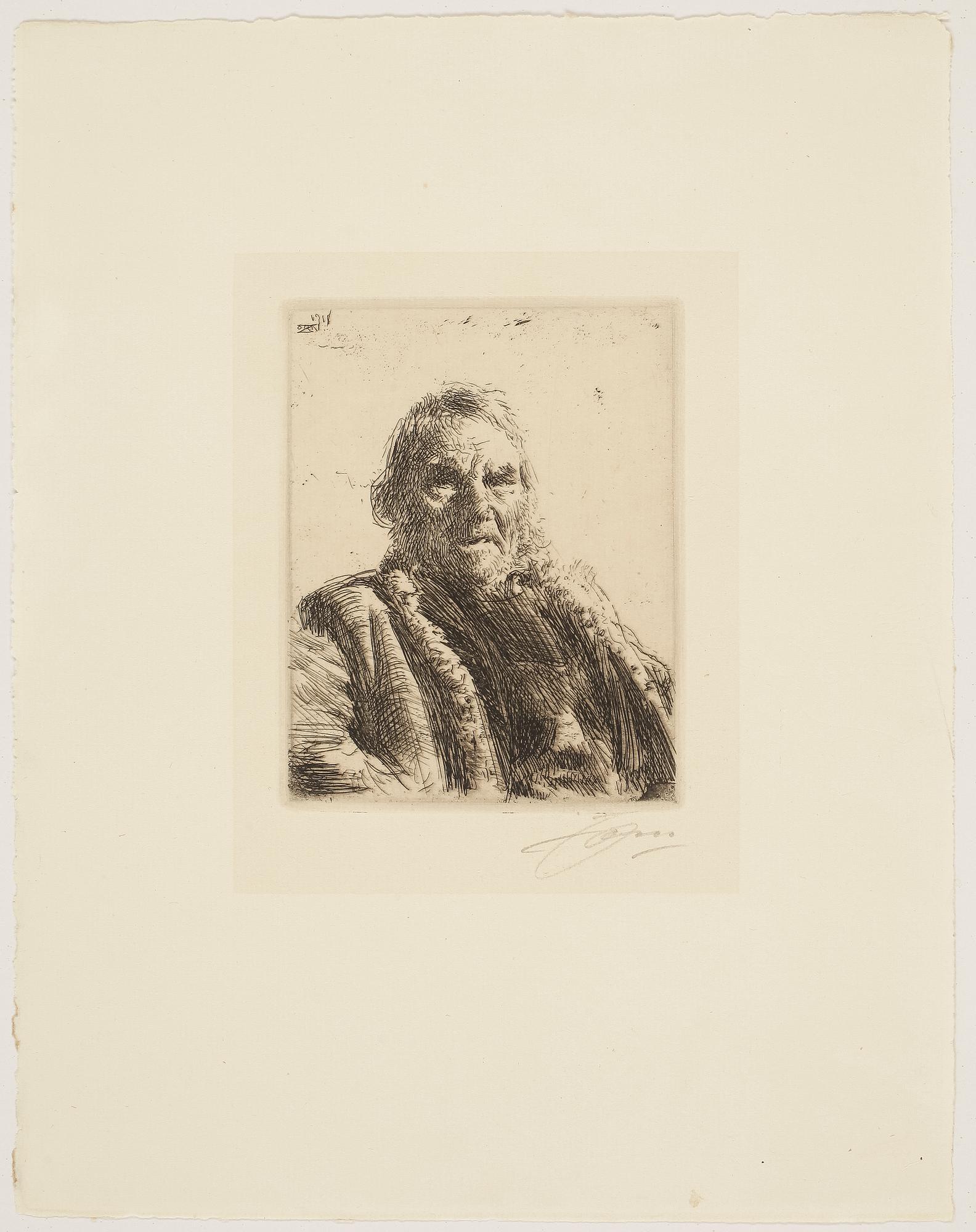 ANDERS ZORN, etsning, signerad med blyerts. Utförd 1911.