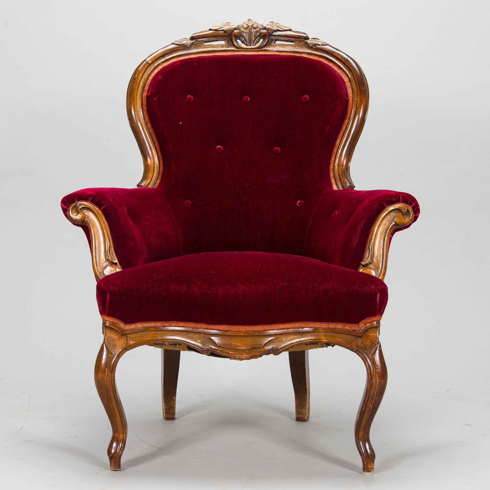 Fåtölj, nyrokoko, 1800-talets slut.
