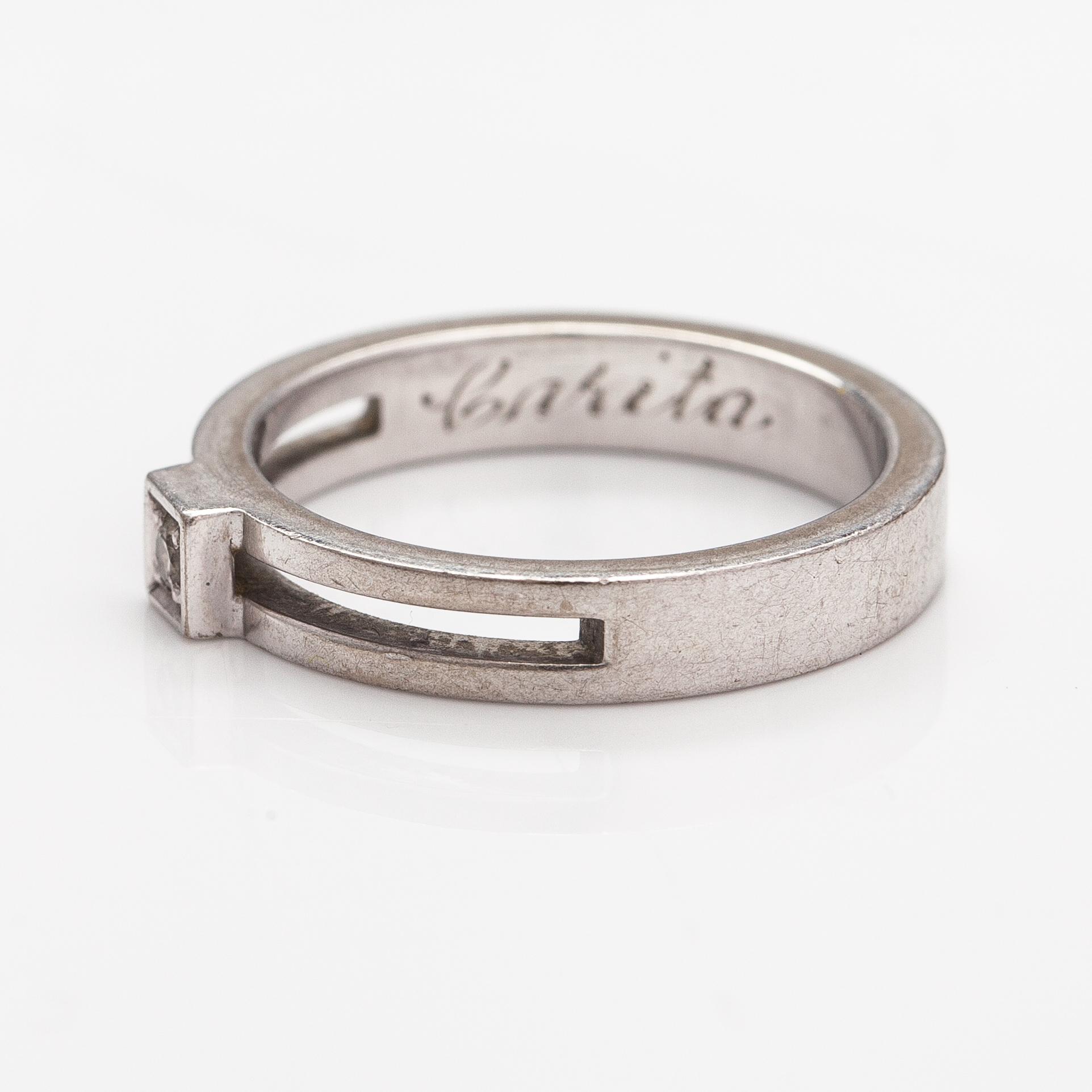 Ring, 14K vitguld, diamant ca 0.04 ct. Kultasarvi, Åbo.