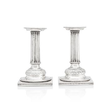 178. A pair of Swedish Gustavian silver candlesticks, mark of Stephan Westerstråhle, Stockholm 1793.