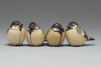 GUNNAR HANSSON, 4 st, stengods, monogramsignerade.