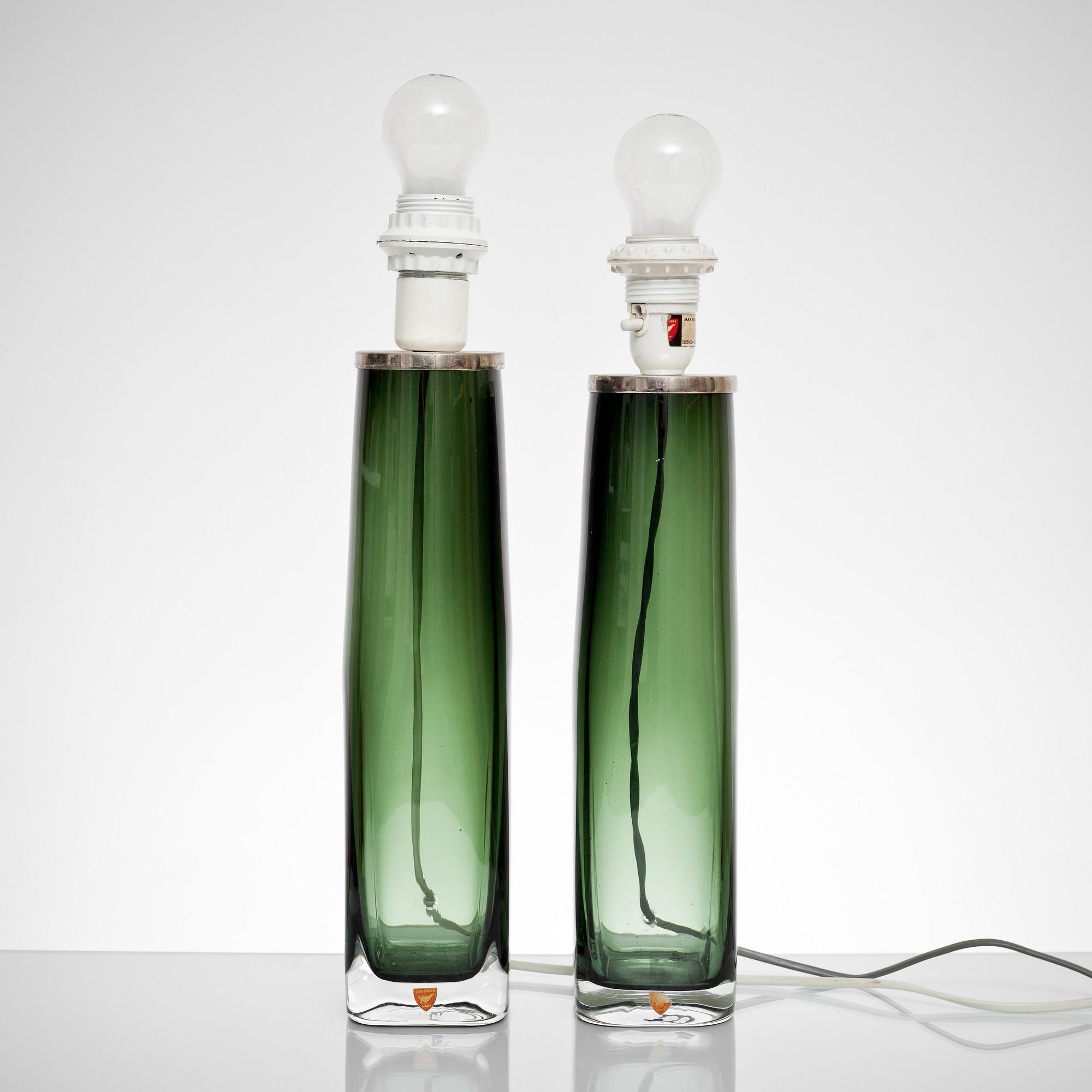 BORDSLAMPOR, 2 st, Carl Fagerlund, Orrefors.