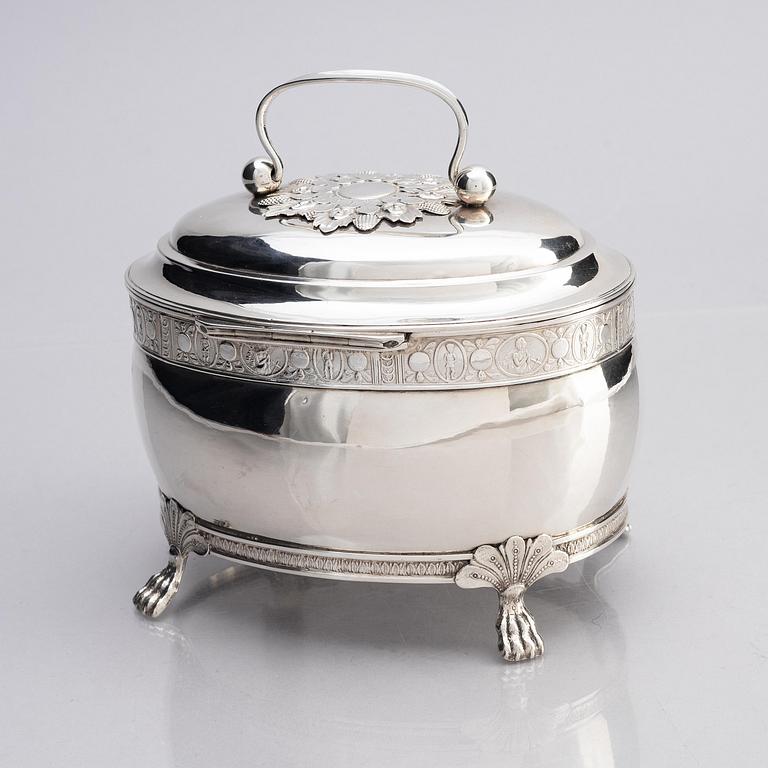 A Swedish empire silver sugar-casket, mark of Magnus Dahlqvist, Stockholm 1822.