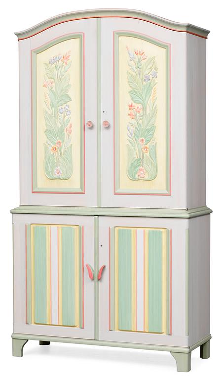 A Carl Malmsten cabinet "Stigberget" with painted and carved decoration.