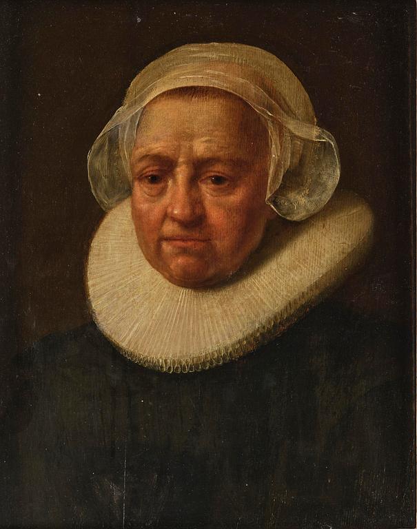 Rembrandt Harmensz van Rijn, hans efterföljd, Porträtt av äldre kvinna.