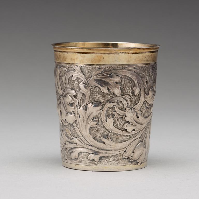 Cornelius Poppe, bägare, silver, Augsburg 1690. Barock.
