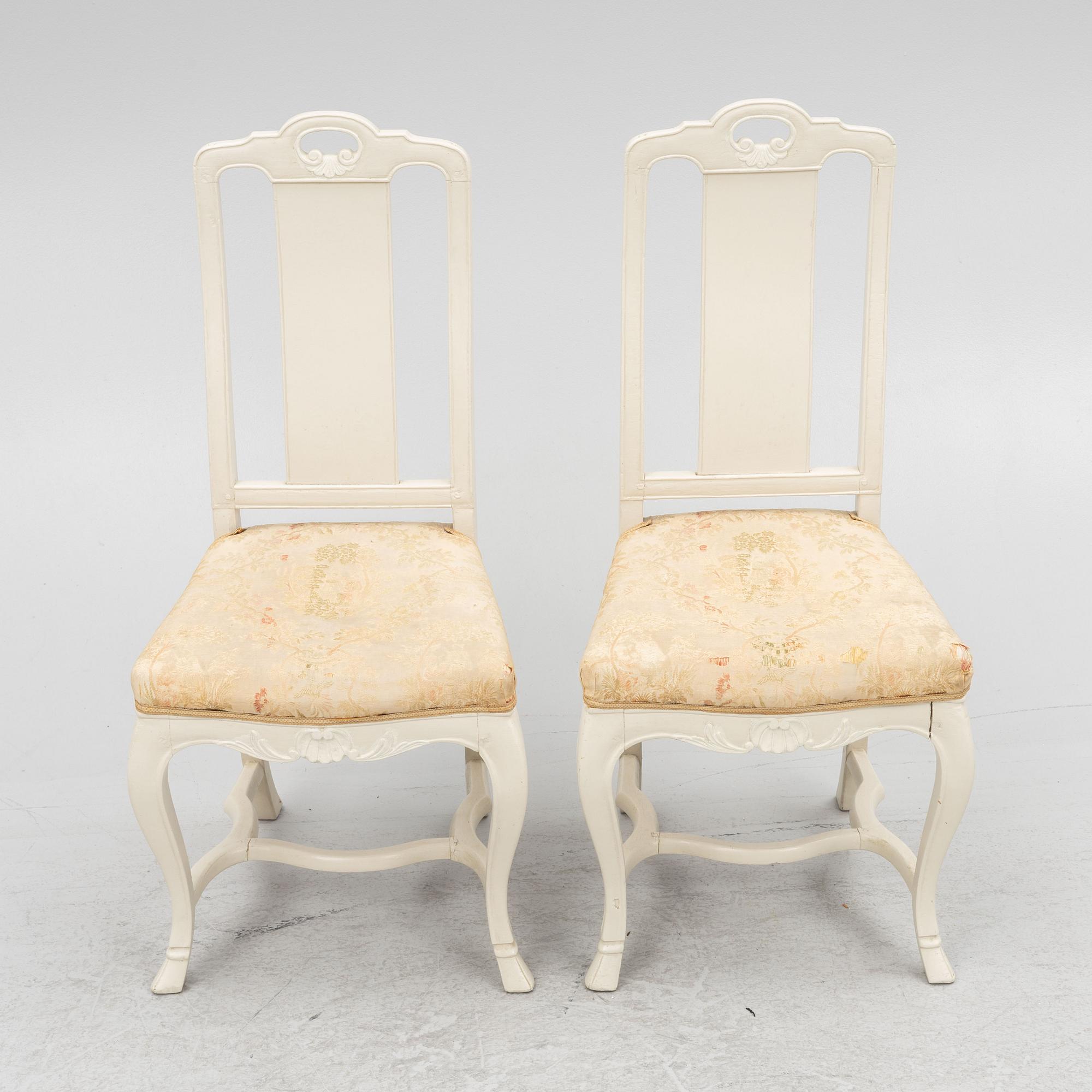 A Pair of Rococo Chairs, 18th Century, probably West Sweden.