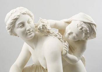FIGURGRUPP, parian, Gustafsberg, signerad Ericsson och daterad 1868.