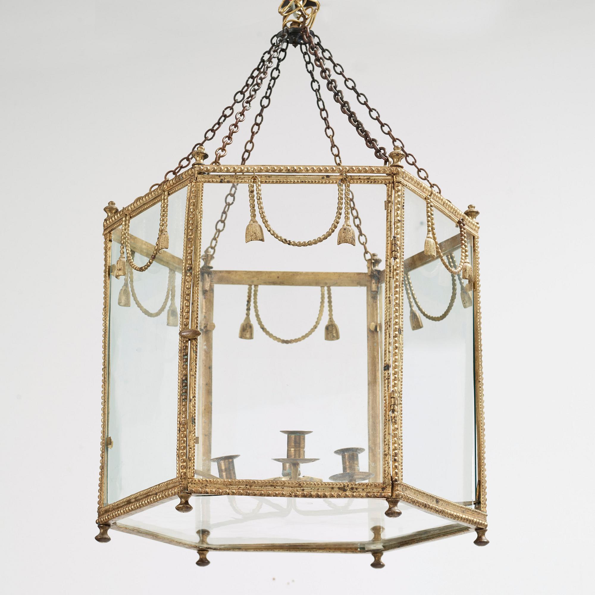 LYKTA, för tre ljus, gustaviansk, 1700-talets slut.