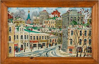 OKÄND KONSTNÄR, olja på pannå, Ryssland, sign V Podolcev.