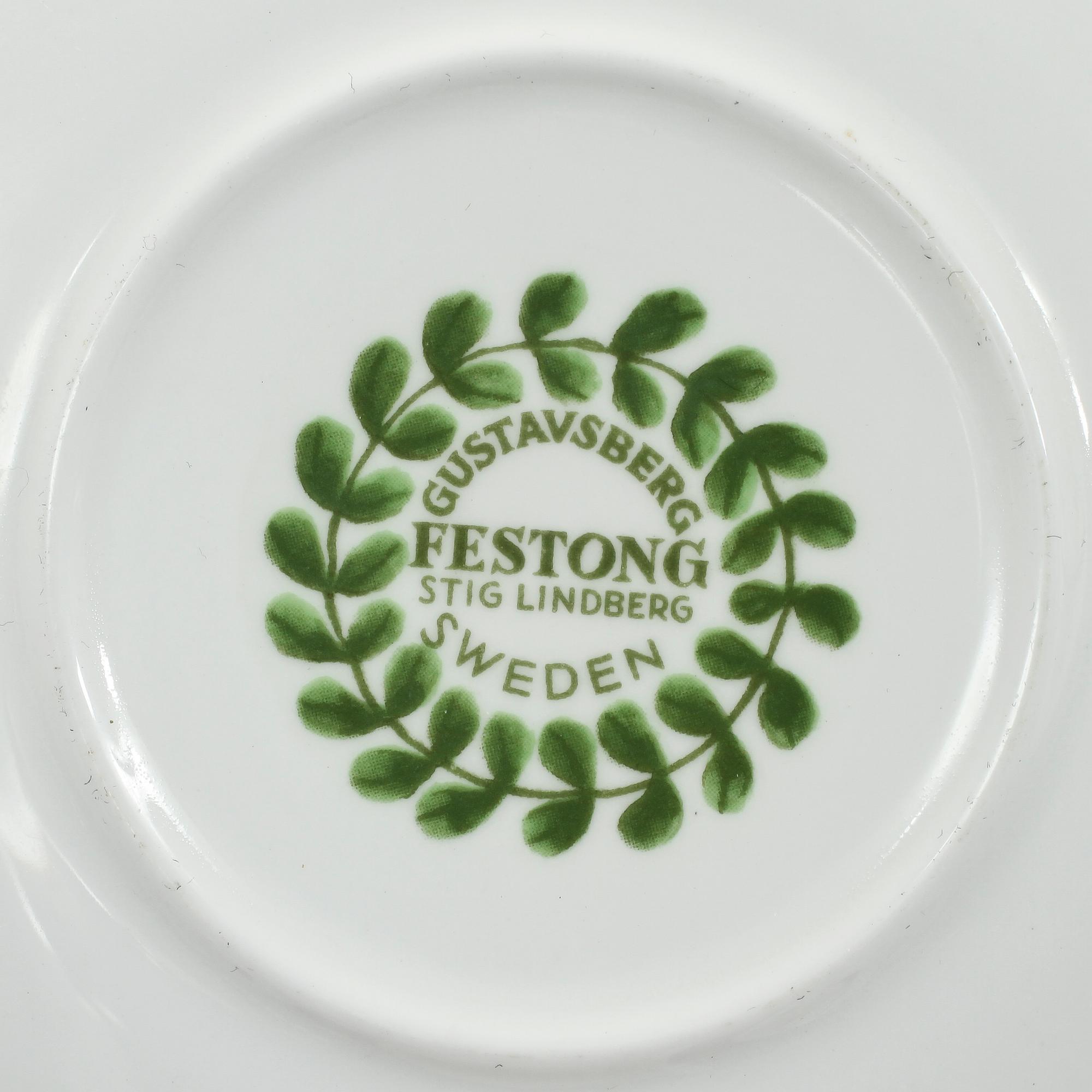 KAFFESERVISDELAR, 11 delar, porslin, "Festong", Stig Lindberg, Gustavsberg.