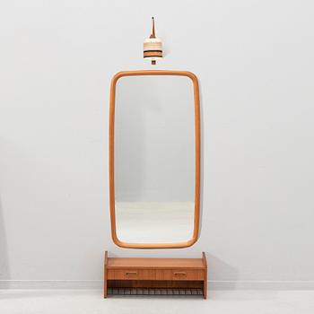 Mirror with shelf and wall lamp "Runa" by Fröseke, 1960s/70s.