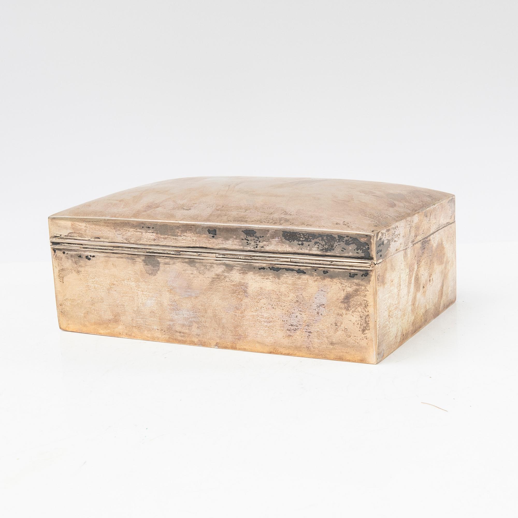 Box, silver with cabochon-cut stone, John E. Anderson, first half of the 20th century.