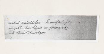 FASADER/INTERIÖRER, 4 st, akvareller, 1900-tal.