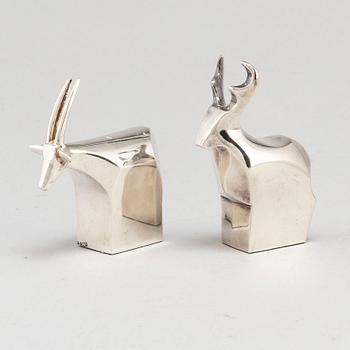 GUNNAR CYRÉN, two silver plated figurines Dansk Design Japan later part of the 20th century.