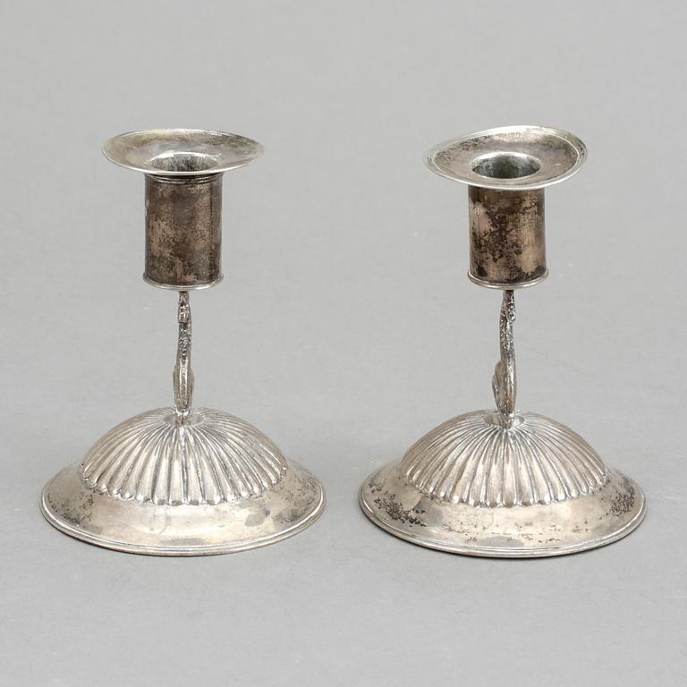 LJUSSTAKAR, ett par, Johan Fredric Björnstedt, Stockholm 1816. Silver.