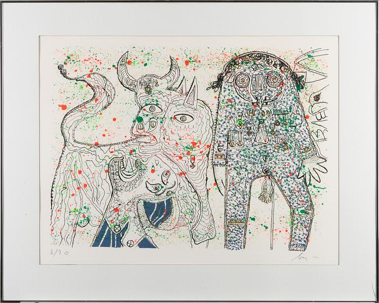 ENRICO BAJ, lithograph, signed, numbered 8/90.