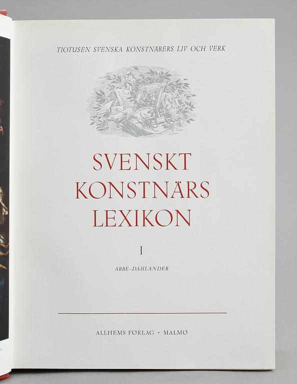 BOKVERK, 5 band, "Svenskt konstnärslexikon", Allhems förlag, Malmö, 1952-67.