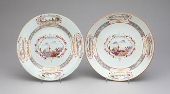 SKÅLFAT samt TALLRIK, kompaniporslin. Qing dynastin, Qianlong (1736-95).