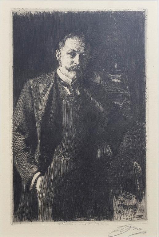 Anders Zorn, etsning, 1897, signerad.