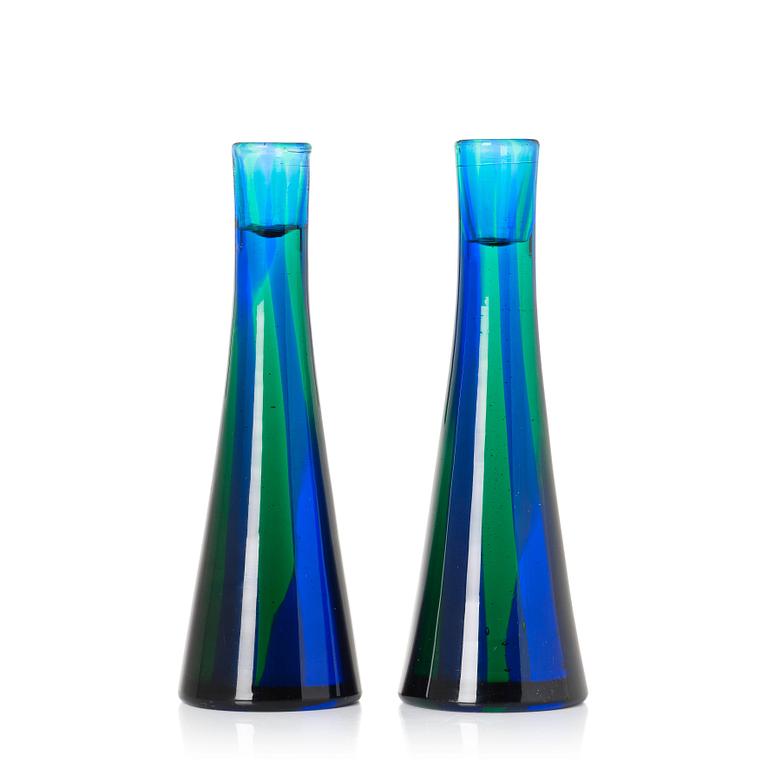 Paolo Venini, a pair of candlesticks, Venini, Murano, Italy, probably 1950s, model 4809.