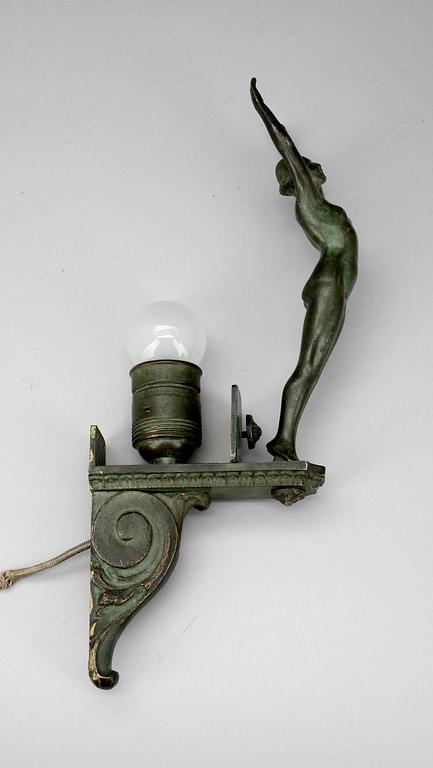 VÄGGLAMPETT, brons, art deco, 1920-tal.