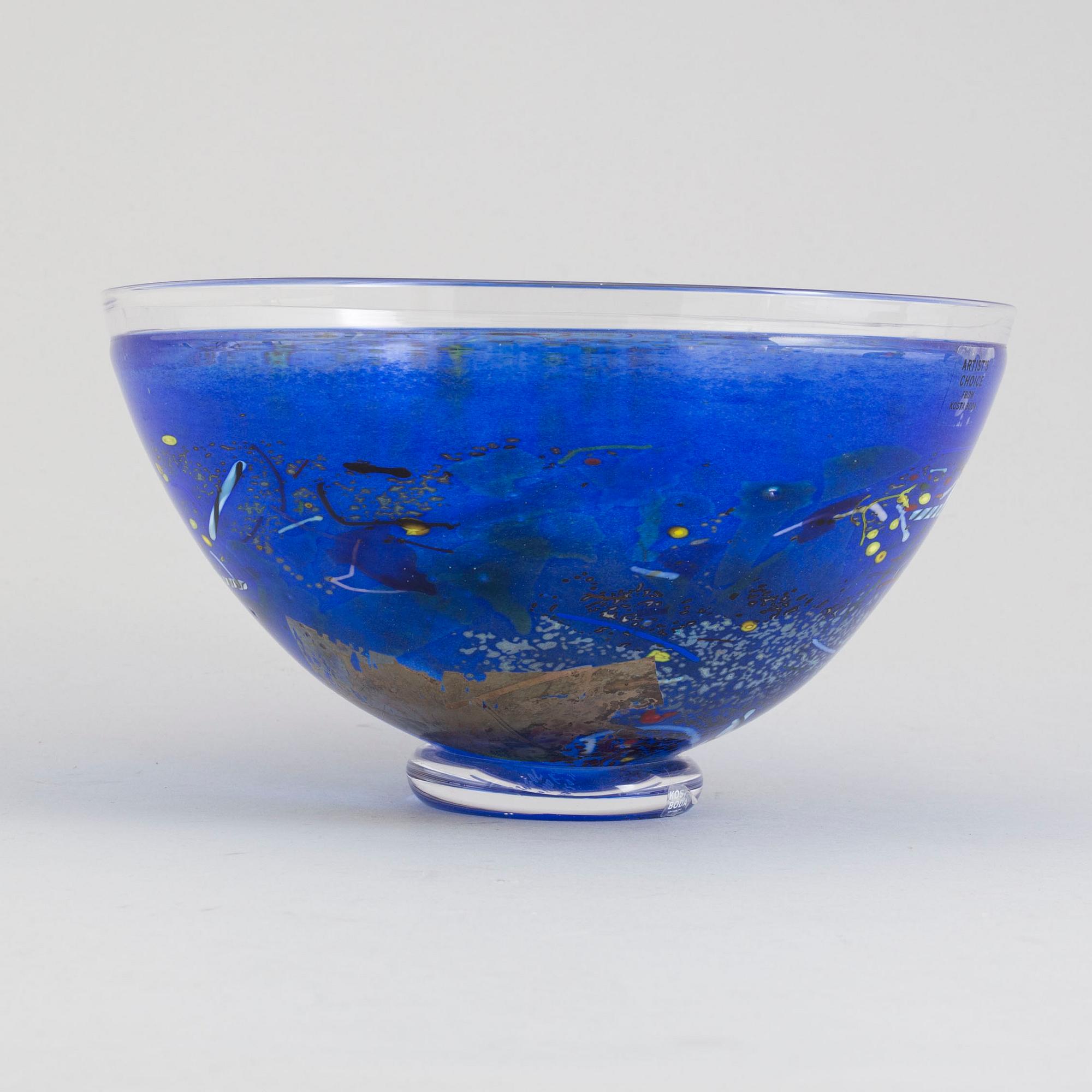 BERTIL VALLIEN, skål, "Satellite", glas, signerad, Kosta Boda.