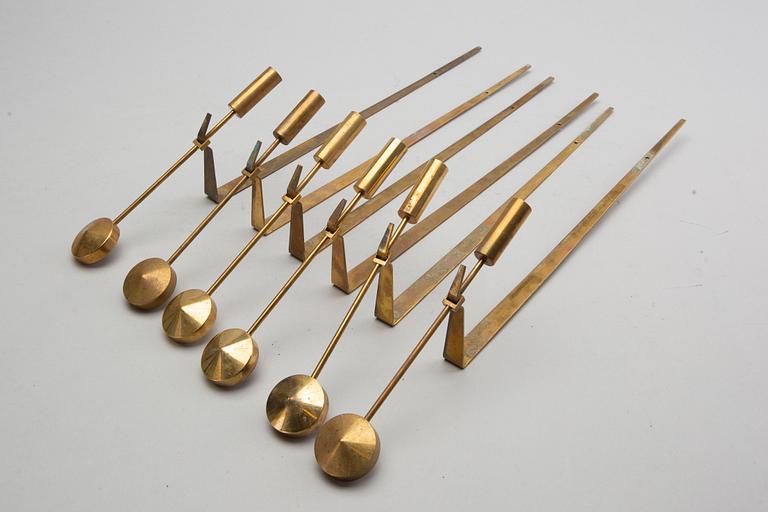 PIERRE FORSSELL, 6 Wall candlesticks in brass "Pendeln", Skultuna.