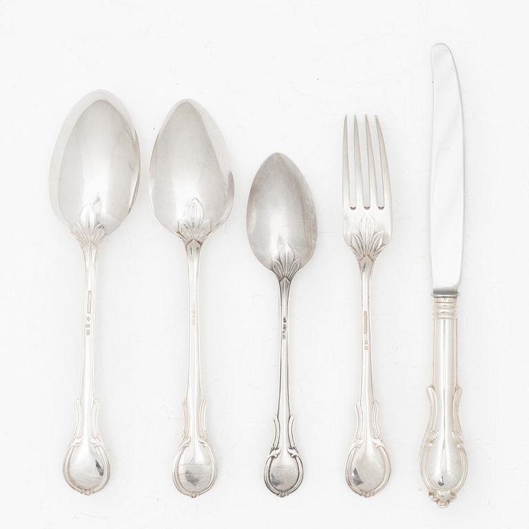 Gustaf Möllenborg, A silver cutlery, “Prins Fredrik”, Stockholm, including 1876 (24 pieces).