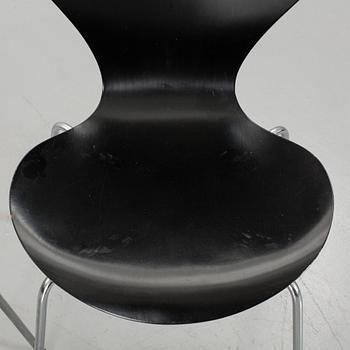 ARNE JACOBSEN, a set of three Sjuan chairs Friz hansen Denmark 1980.