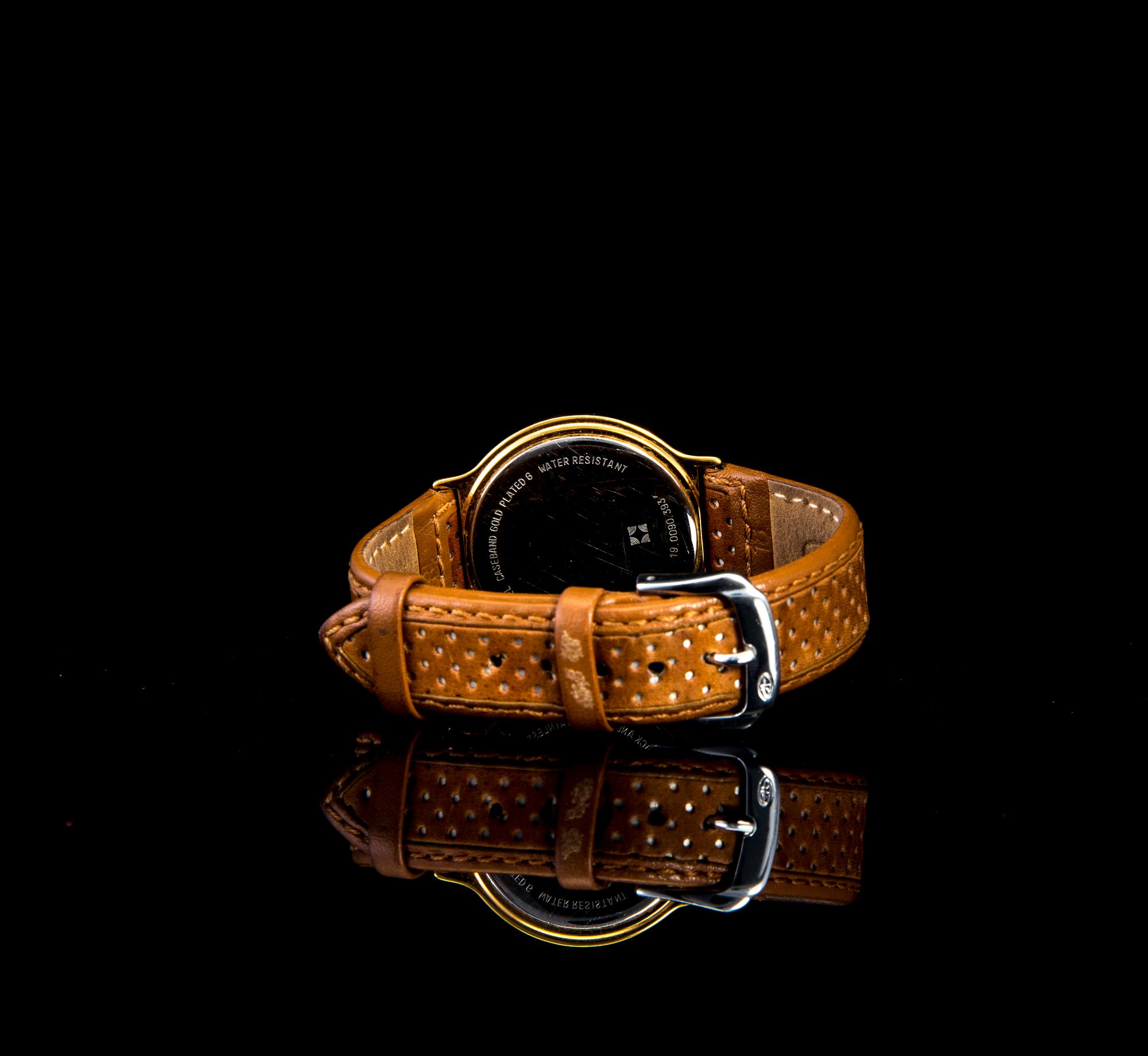 ARMBANDSUR, Zenith, förgyllt/stål, läderarmband.