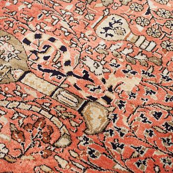 A RUG, AN OLD SILK QUM, ca 75 x 65 cm.