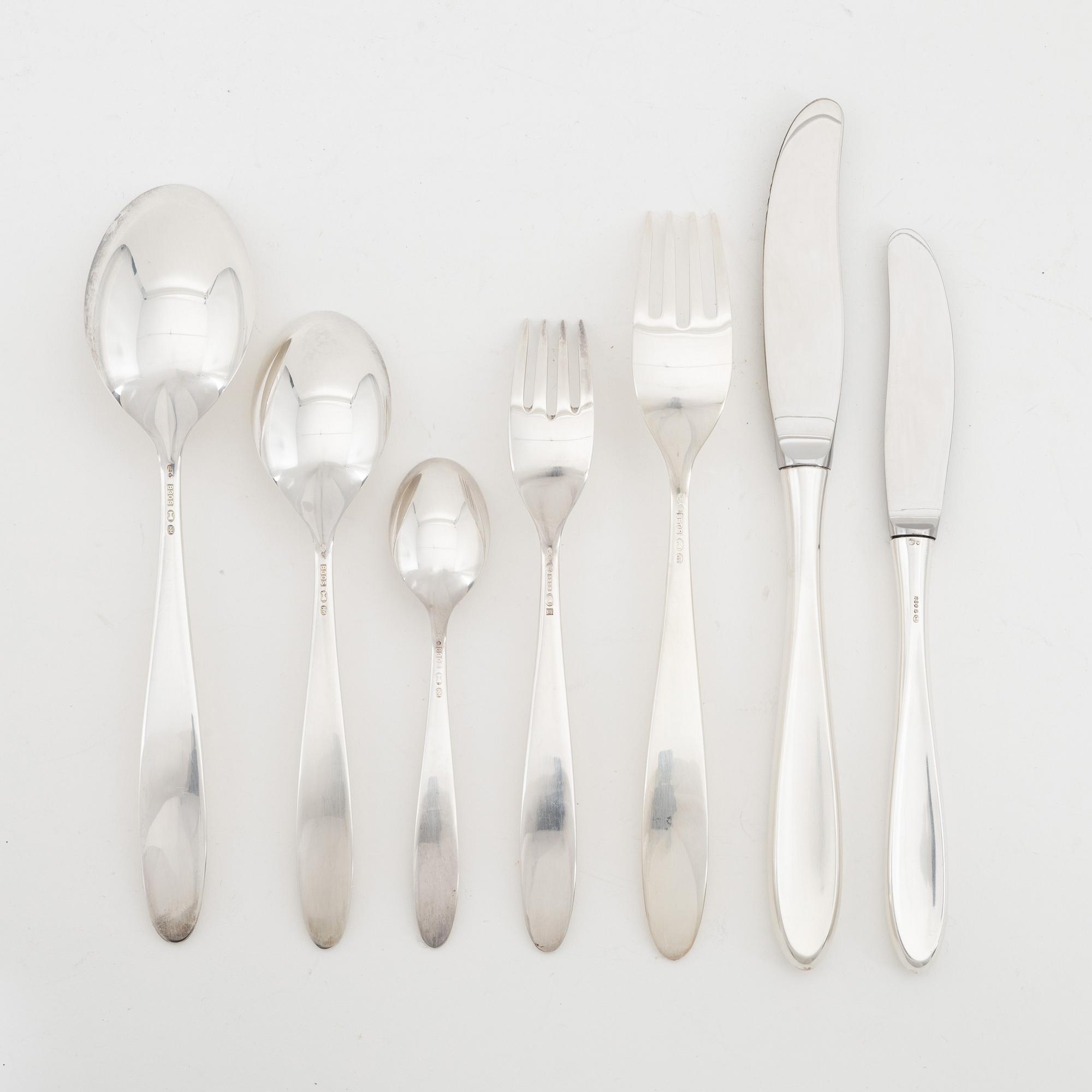 A 84 piece silver cutlery set, Thorvald Marthinsen Sølvvarefabrik, Norway, 20th century.