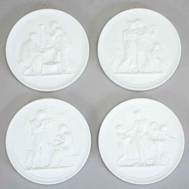 VÄGGRELIEFER, 4 st, parian, Royal Copenhagen.