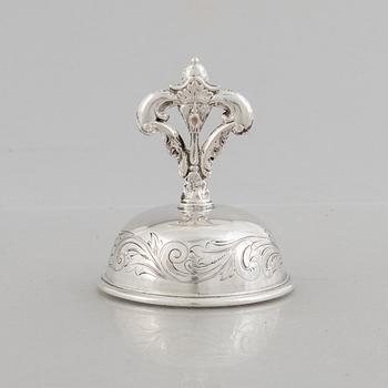 A Swedish silver table bell, mark of Christopher Creutz, Stockholm 1857.
