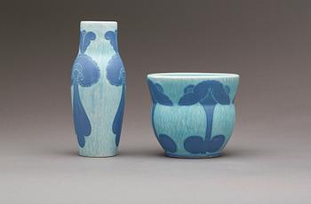VASER,  2 st, flintgods, "Sgrafitto" Josef Ekberg, Gustavsberg, 1922-23.