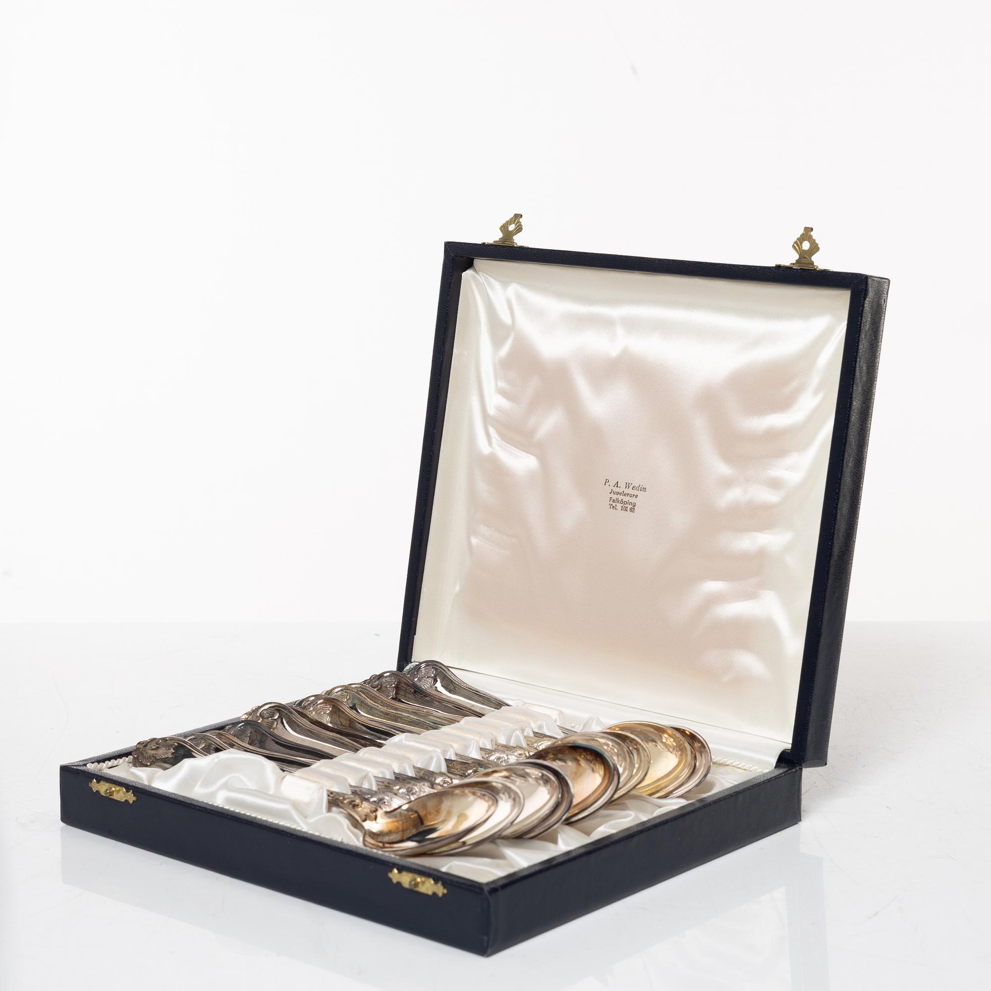 Table spoons 12 pcs, coffee spoons 12 pcs silver, Cohr.