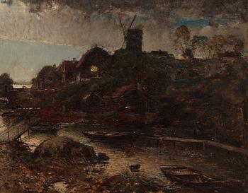 Alfred Wahlberg, Moonlit view from Vaxholm, Sweden.