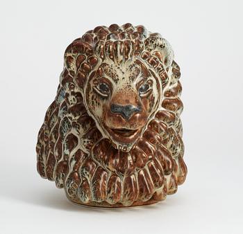 A Gunnar Nylund stoneware figure of a lion's head, Rörstrand.