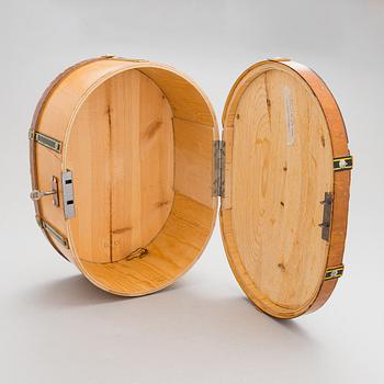 A sami handicraft / duodji 'Giisa'-coffin reportedly made in  Sorsele 1962.